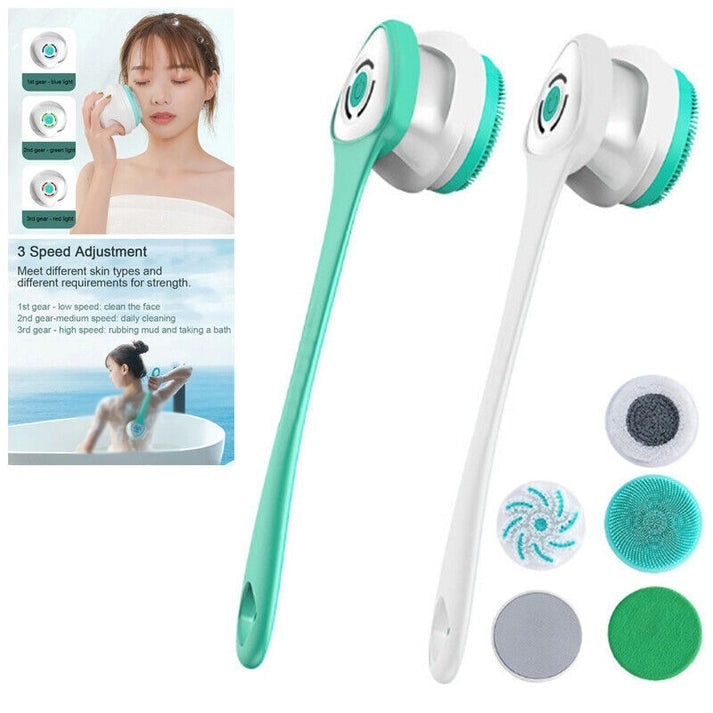 Electric Shower Brush | Rotating Exfoliating Body Scrubber | Long Handle | Deep Cleaning & Massage