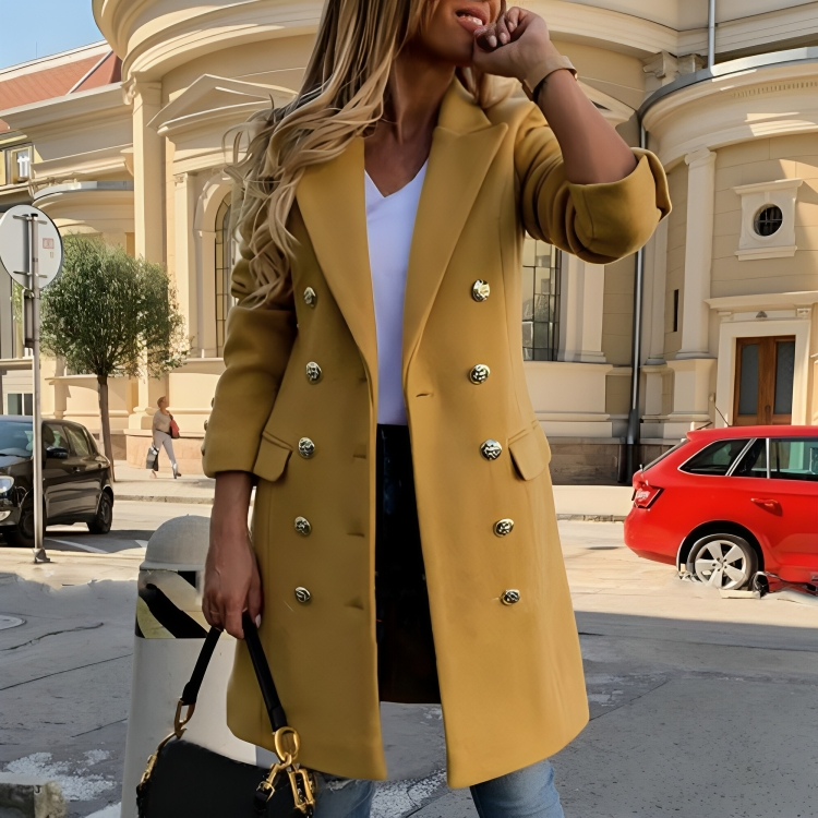 Isolde | Chic Women's Long Winter Coat with Elegant Double-Breasted Fit