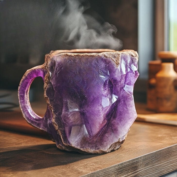 Handcrafted Mineral Crystal Mug – Insulated, Microwave Safe, 350-450 ml, Unique Design