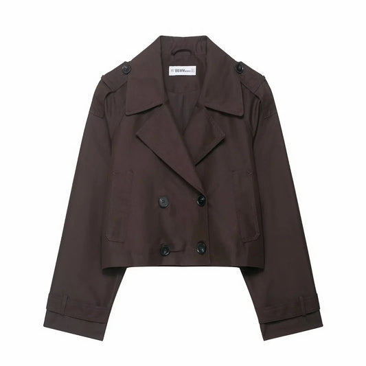 Women's Double Breasted Trench Coat with Pockets â Stylish Autumn Winter Office Jacket