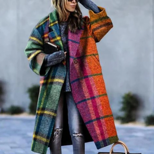 Women's Oversized Wool Blend Long Coat with Notched Lapel â Stylish Winter Coat for Autumn/Winter
