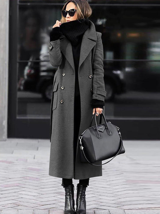 Women's Tailored Wool Coat â Double-Breasted Design, Full Length Winter Coat for Women