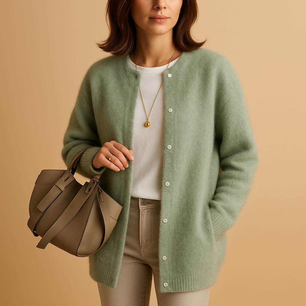 Knitted women’s cardigan with buttons and long sleeves | Liora Do