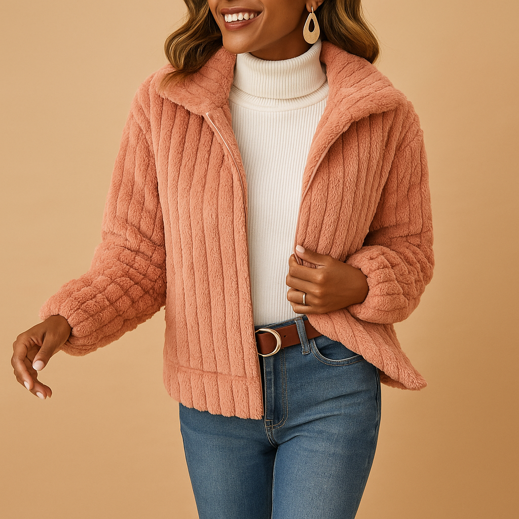 Long fleece women’s vest with stand-up collar | Isabelle