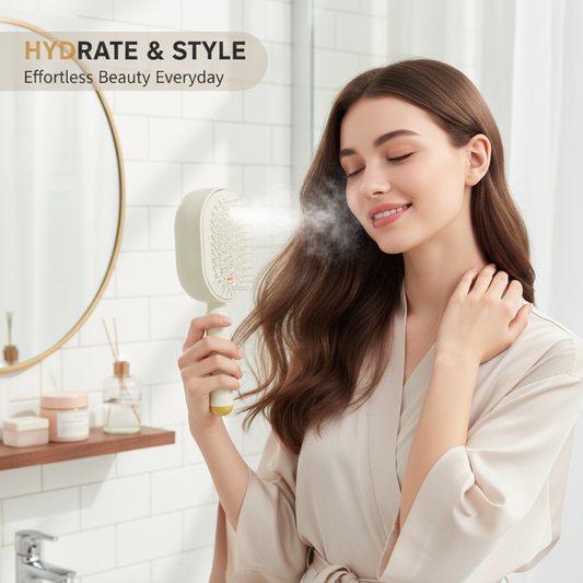 💆♀️ 50% DE RÉDUCTION ! 🎉 Brosse Électrique Cheveux – Spray Hydratant, Massage & Lissant Instantané ✨📦