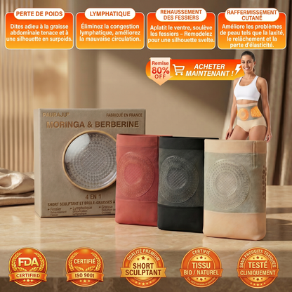 𝐏𝐀𝐔𝐑𝐀𝐉𝐔® 2026 Short Sculptant & Brûle-Graisses 4-en-1 aux Micro-Particules de Moringa & Berbérine