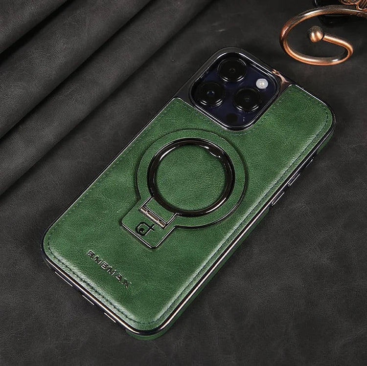 AeroLeather™ – Coque iPhone En Cuir Premium Avec Support Métallique