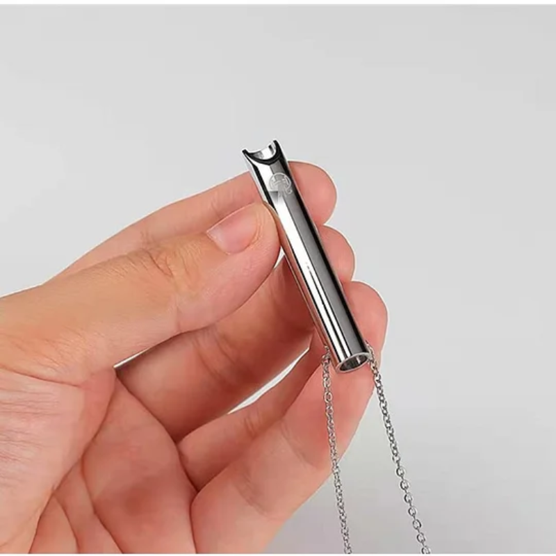 Breathing Exercise Necklace | Stainless Steel | Smoking & Vaping Alternative for Anxiety Relief