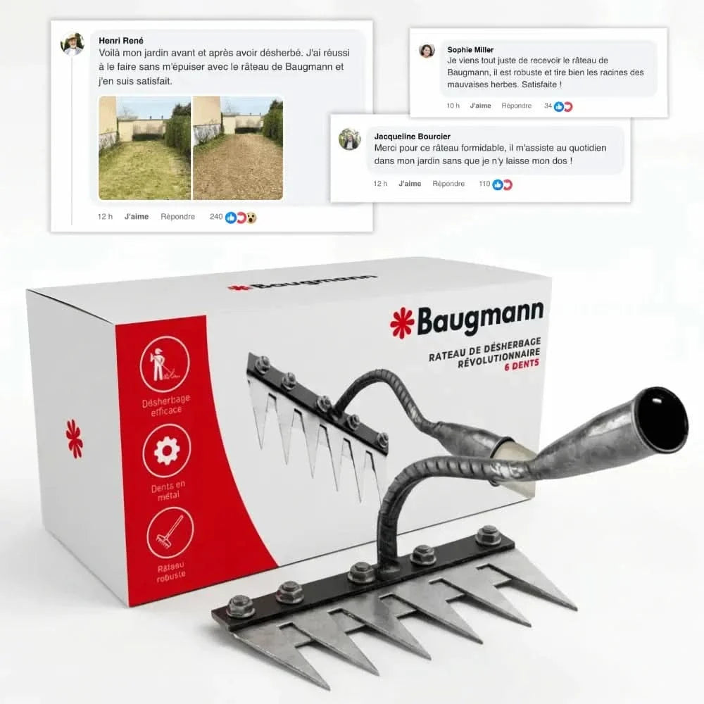 RootRake™ Râteau de Désherbage 3-en-1 | Élimine les Mauvaises Herbes à la Racine