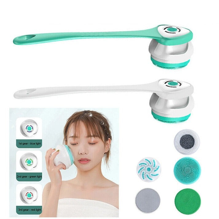 Electric Shower Brush | Rotating Exfoliating Body Scrubber | Long Handle | Deep Cleaning & Massage