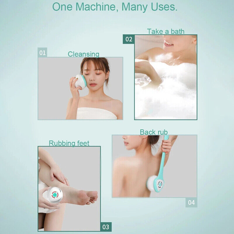 Electric Shower Brush | Rotating Exfoliating Body Scrubber | Long Handle | Deep Cleaning & Massage