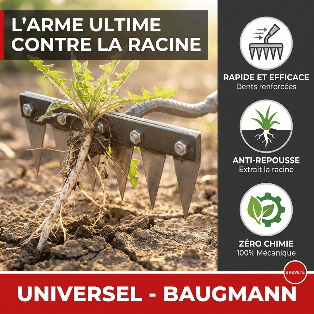 RootRake™ Râteau de Désherbage 3-en-1 | Élimine les Mauvaises Herbes à la Racine