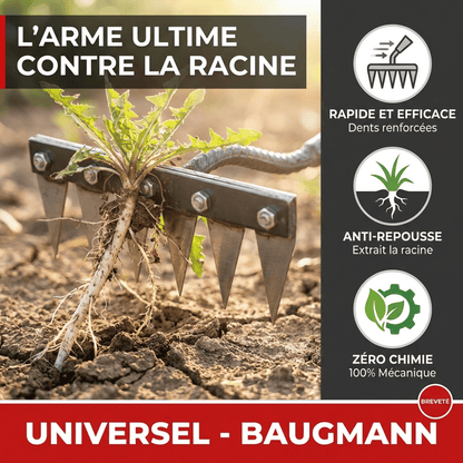 RootRake™ Râteau de Désherbage 3-en-1 | Élimine les Mauvaises Herbes à la Racine