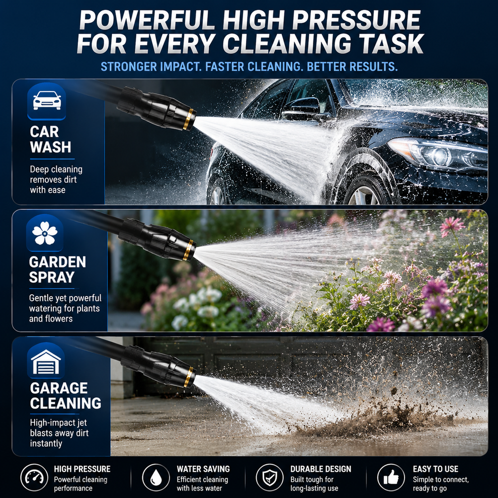 HydroForce™ Pistolet de Nettoyage Haute Pression – Nettoyage en Profondeur Rapide pour Voiture & Maison