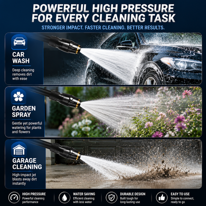 HydroForce™ Pistolet de Nettoyage Haute Pression – Nettoyage en Profondeur Rapide pour Voiture & Maison