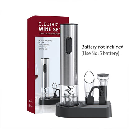 Electric Wine Bottle Opener Set | Includes Pourer & Vacuum Stopper | Effortless Cork Removal Kit