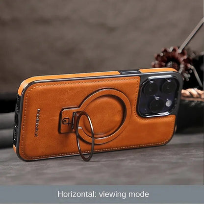 AeroLeather™ – Coque iPhone En Cuir Premium Avec Support Métallique