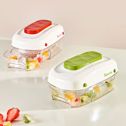 Large-Capacity Press Ice Tray: Drawer-Style Design