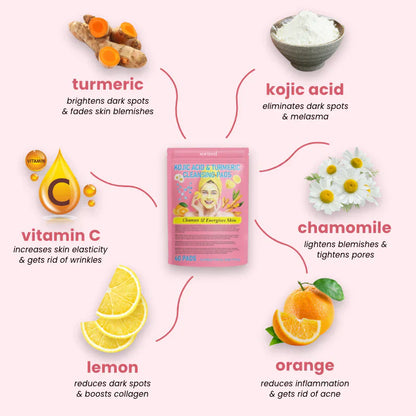 Velleara Turmeric & Kojic Acid Pads | 40 Pack | Reveal fresher, brighter skin — one pad at a time