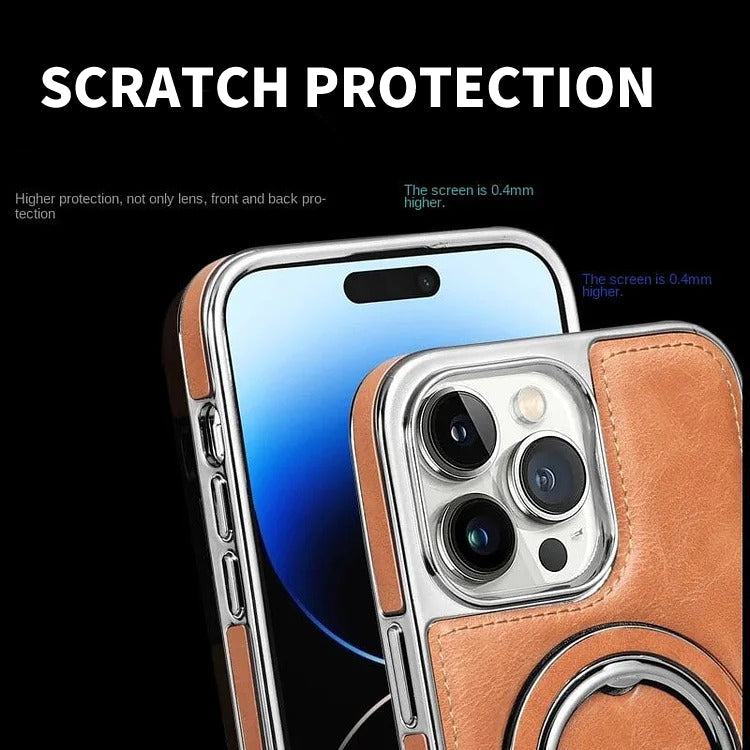 AeroLeather™ – Coque iPhone En Cuir Premium Avec Support Métallique