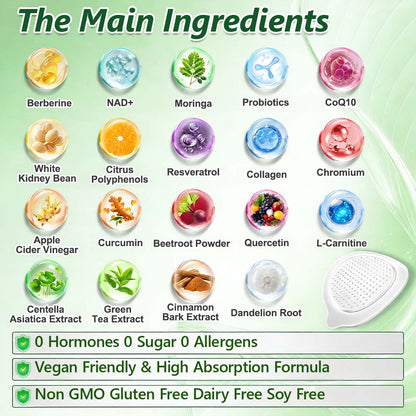 Moringa × Berberine × AMPK 8-Benefit Slimming & Metabolic Nano Microneedle Patch