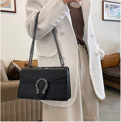 Fashion Print Leather Crossbody Bag – Women's Chain Strap Shoulder Bag