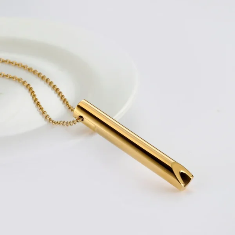 Breathing Exercise Necklace | Stainless Steel | Smoking & Vaping Alternative for Anxiety Relief
