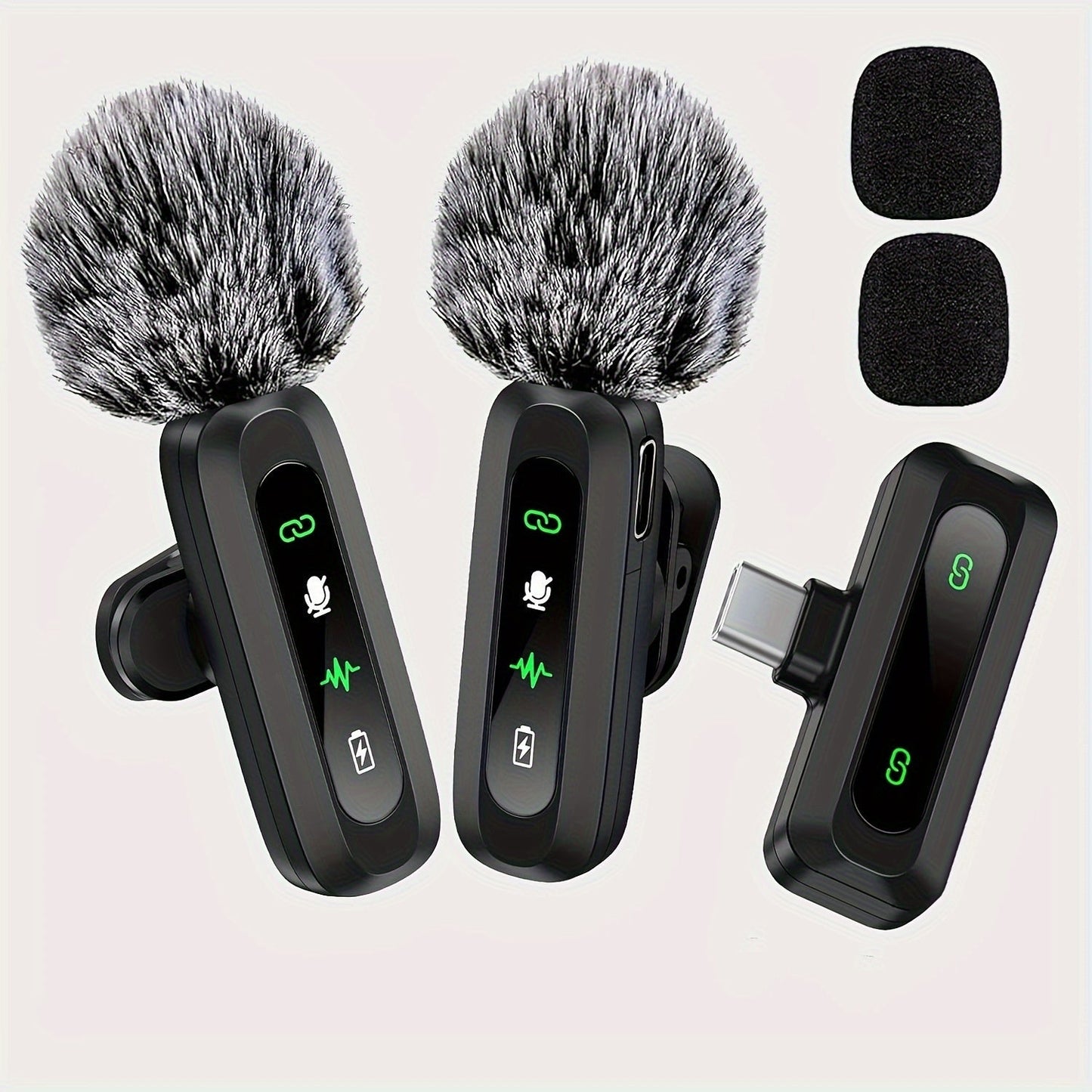 Wireless Lavalier Microphone with USB-C Connectivity for Smartphones and Tablets – Compact Design, Ideal for Podcasts and Vlogs