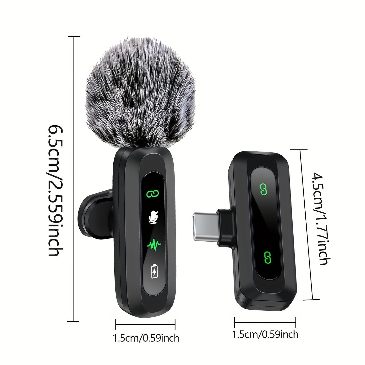 Wireless Lavalier Microphone with USB-C Connectivity for Smartphones and Tablets – Compact Design, Ideal for Podcasts and Vlogs