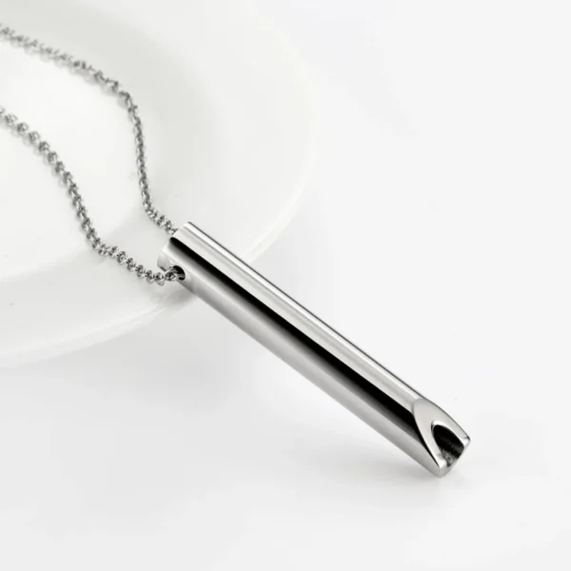 Breathing Exercise Necklace | Stainless Steel | Smoking & Vaping Alternative for Anxiety Relief