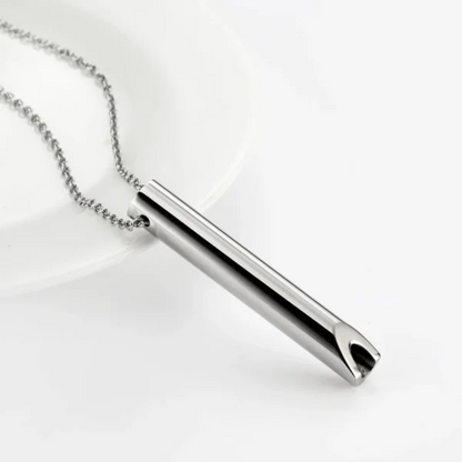 Breathing Exercise Necklace | Stainless Steel | Smoking & Vaping Alternative for Anxiety Relief