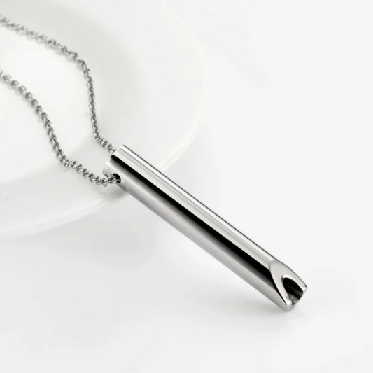 Breathing Exercise Necklace | Stainless Steel | Smoking & Vaping Alternative for Anxiety Relief