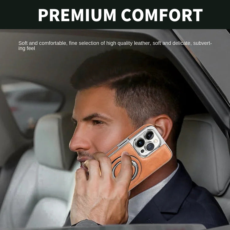AeroLeather™ – Coque iPhone En Cuir Premium Avec Support Métallique