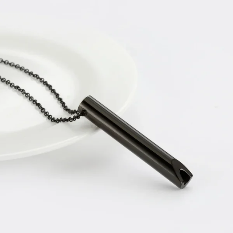Breathing Exercise Necklace | Stainless Steel | Smoking & Vaping Alternative for Anxiety Relief