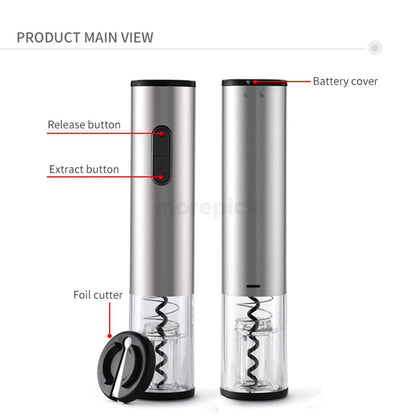 Electric Wine Bottle Opener Set | Includes Pourer & Vacuum Stopper | Effortless Cork Removal Kit