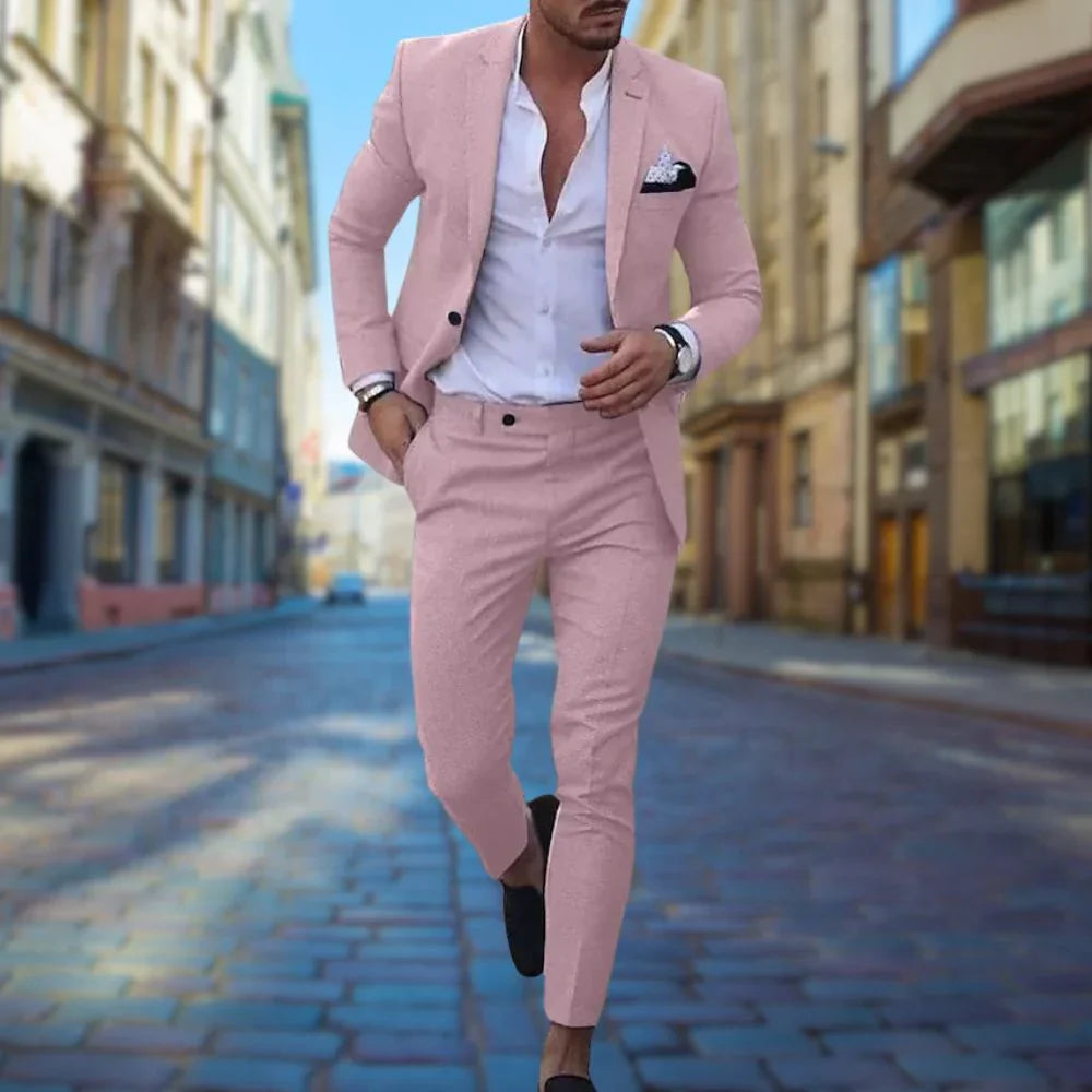Men's Linen Slim Fit Suit for Weddings & Formal Events