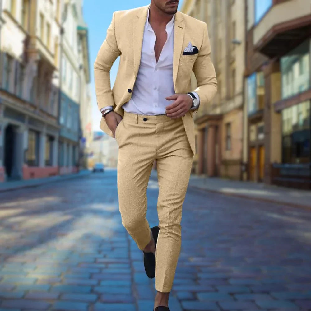 Men's Linen Slim Fit Suit for Weddings & Formal Events