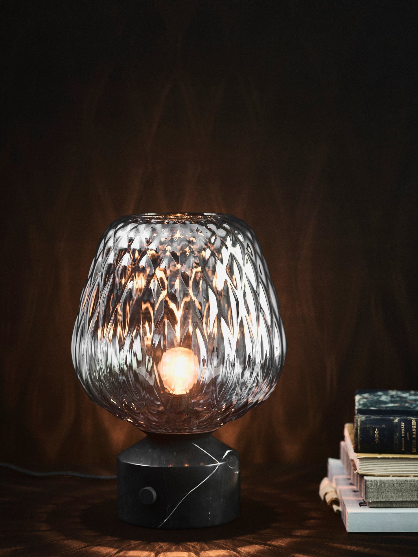 LuminousBlaze - Modern Lamp with Sleek Glass Cover and Soft Light
