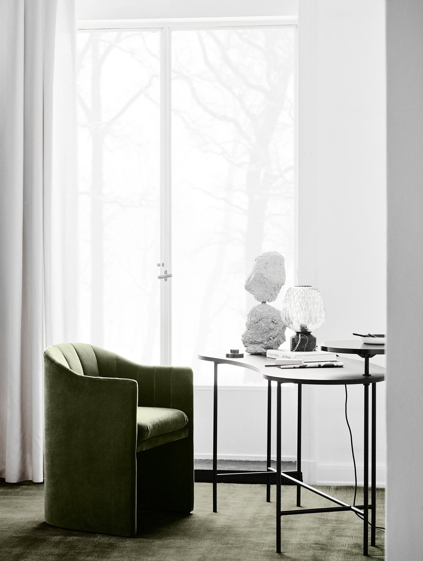 LuminousBlaze - Modern Lamp with Sleek Glass Cover and Soft Light