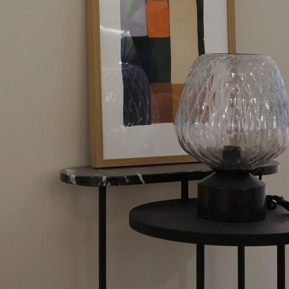 LuminousBlaze - Modern Lamp with Sleek Glass Cover and Soft Light