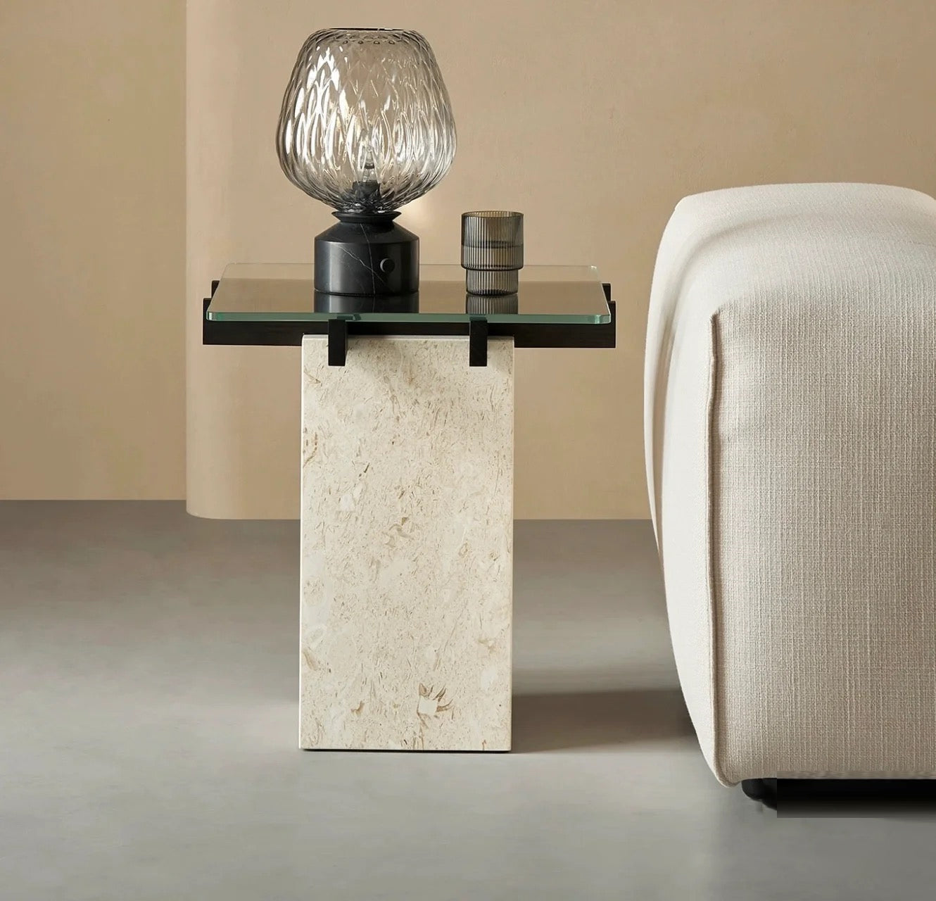 LuminousBlaze - Modern Lamp with Sleek Glass Cover and Soft Light