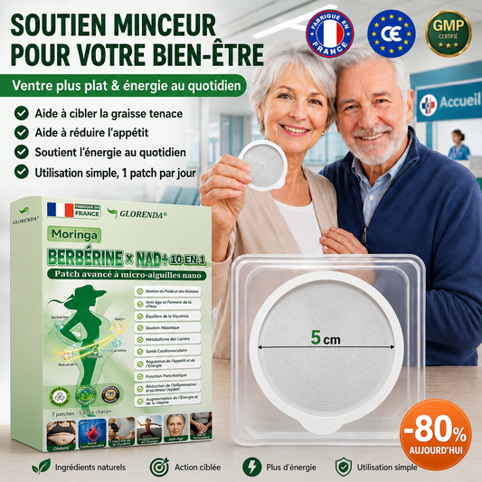 GLORENDA® | Moringa, Berbérine & NAD+ | Patch transdermique 10-en-1 à micro-aiguilles | Soutien du métabolisme