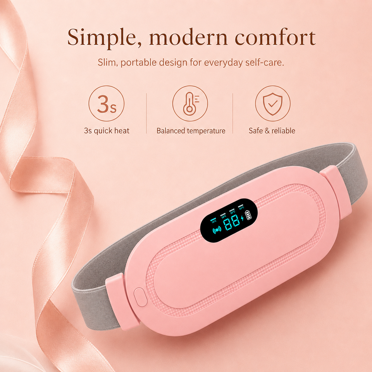 LunaHeat™ Ceinture Chauffante pour les Règles – Chaleur & Massage pour Soulager les Crampes Menstruelles