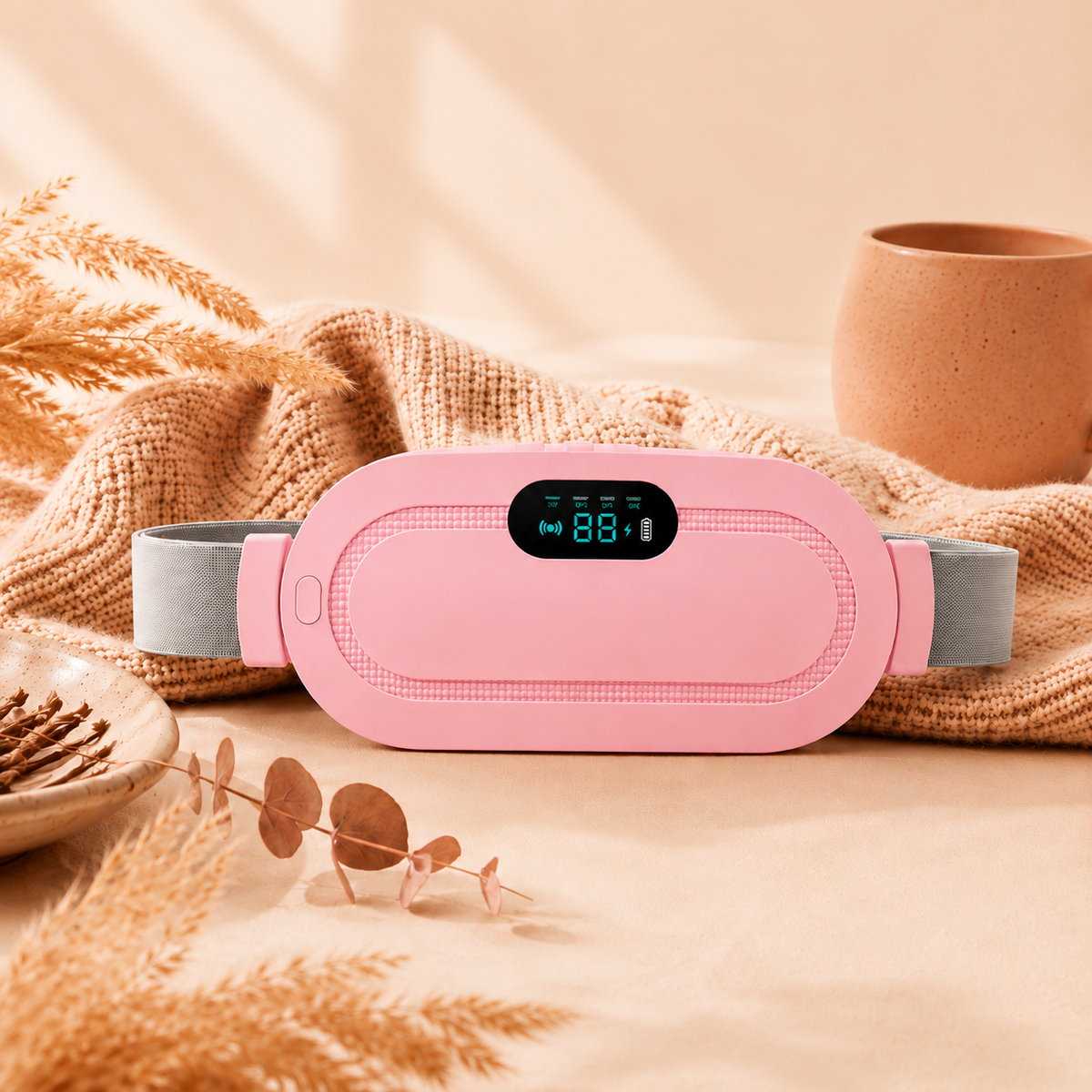 LunaHeat™ Ceinture Chauffante pour les Règles – Chaleur & Massage pour Soulager les Crampes Menstruelles