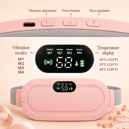 LunaHeat™ Ceinture Chauffante pour les Règles – Chaleur & Massage pour Soulager les Crampes Menstruelles