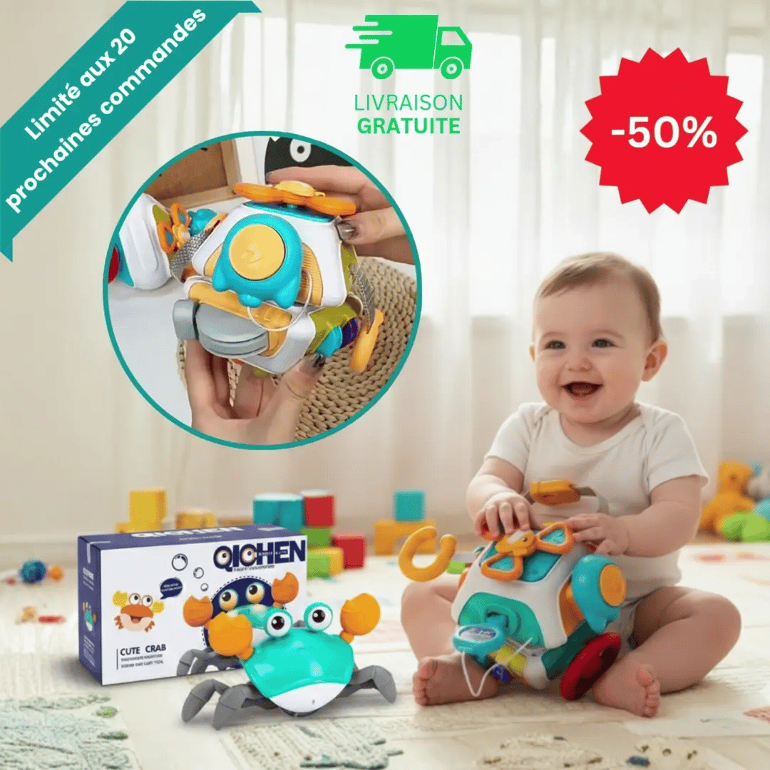 CrawlBuddy™ Crabe Interactif Rampant | Encourage Bébé à Ramper en S'Amusant