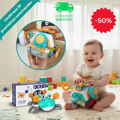 CrawlBuddy™ Crabe Interactif Rampant | Encourage Bébé à Ramper en S'Amusant