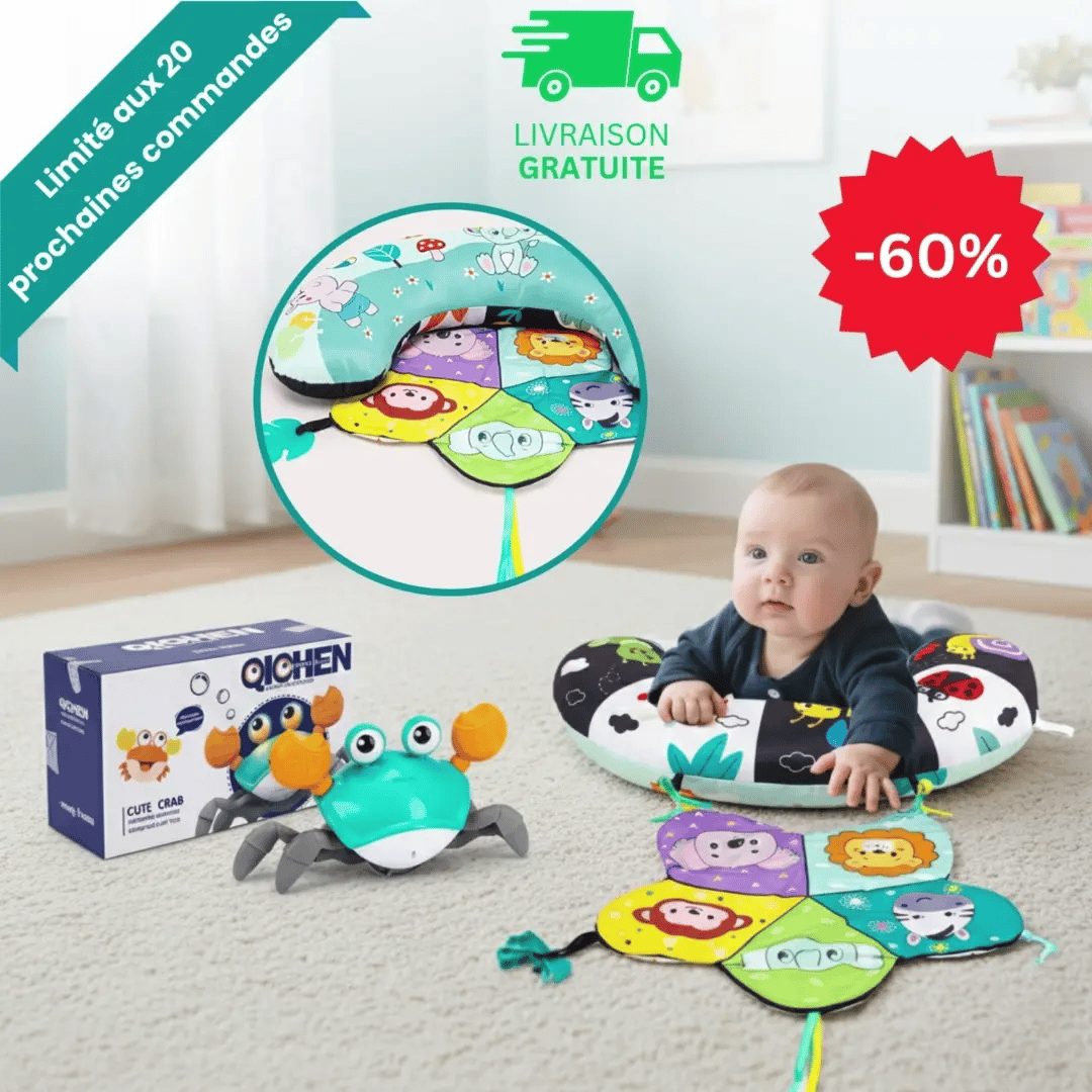 CrawlBuddy™ Crabe Interactif Rampant | Encourage Bébé à Ramper en S'Amusant