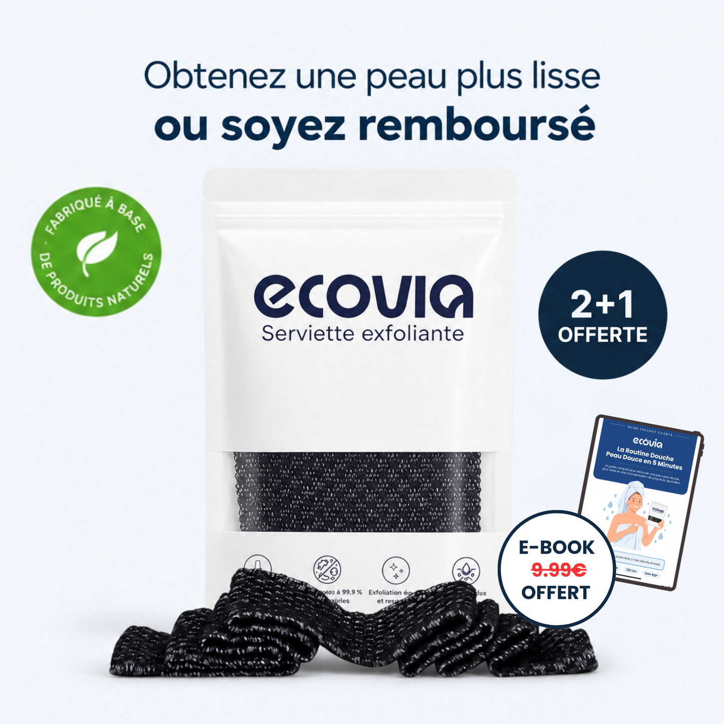 BambooGlow™ Serviette de Douche Exfoliante | Peau Douce & Éclatante
