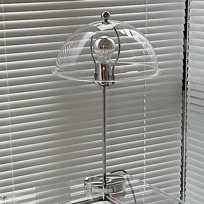 LuxeLight – Elegant Silver Table Lamp with Acrylic Accents